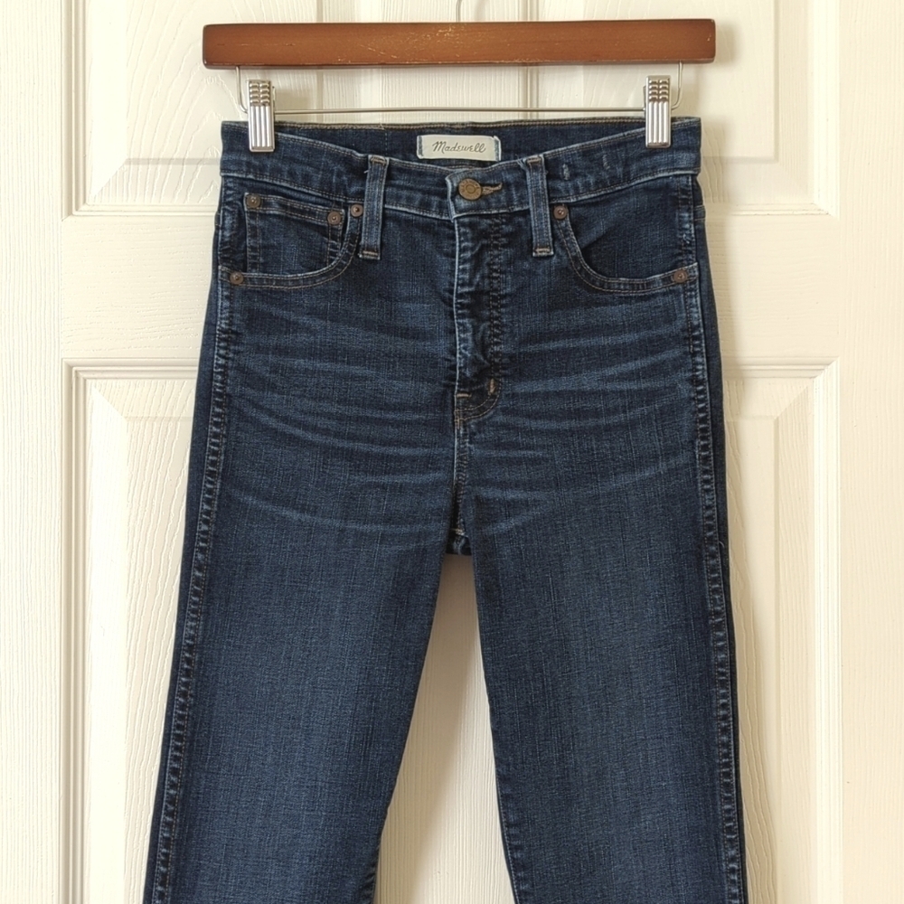 Madewell Classic 10" High Rise Dark Indigo Wash Ankle Length Skinny Jeans 25 - Picture 2 of 16